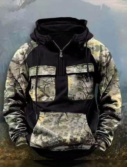 Herren Camo Kapuzenpullover Funktionsshirt Sportlich