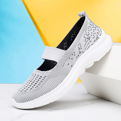 Damen Sneaker Bequem Slip On mit Riemen Polster
