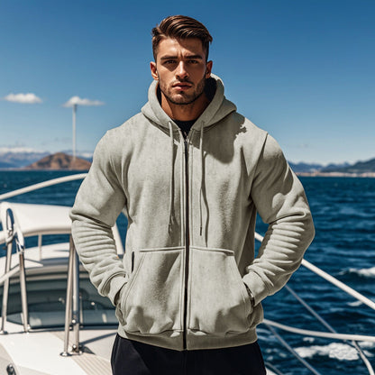 Herren Kapuzenpullover Reißverschluss Taschen Bequem