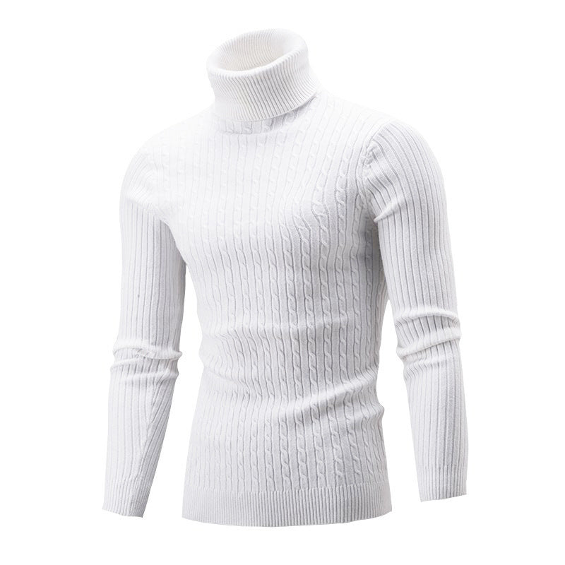 Herren Strickpullover Eleganter Stehkragen Zopfmuster Modern
