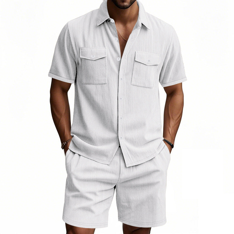 Herren Kurzarm Hemd Shorts Set Sommer Fashion