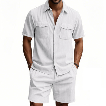 Herren Kurzarm Hemd Shorts Set Sommer Fashion