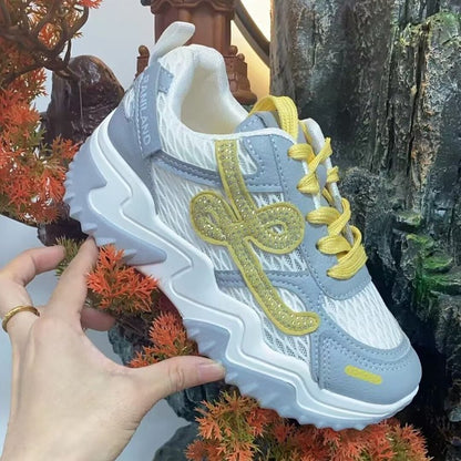 Damen Sneaker Glitzernde Akzente Atmungsaktiv Sportlich - BerlinGlamour