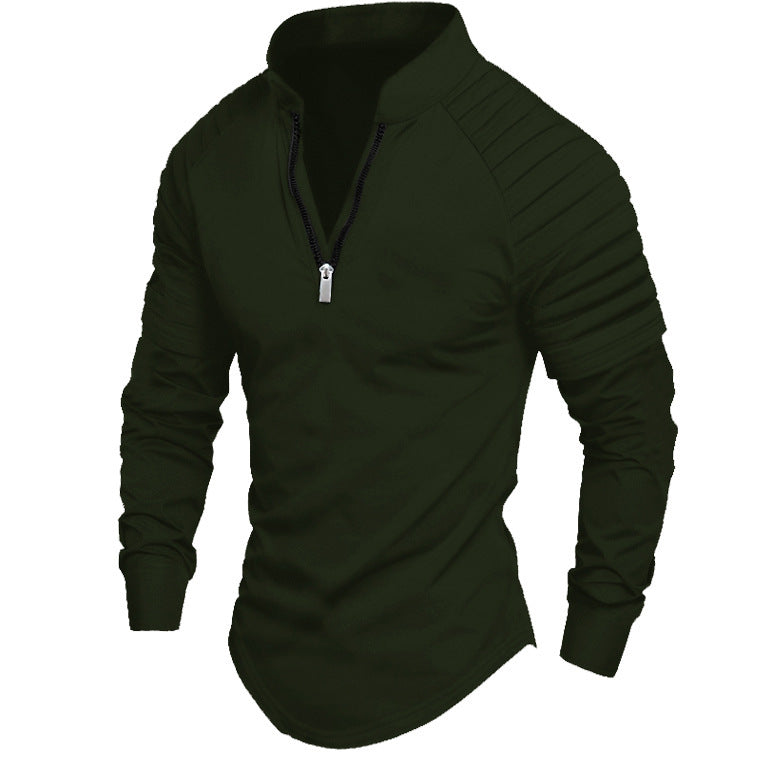 Herren Langarmshirt Sportlich Mit Hochem Kragen