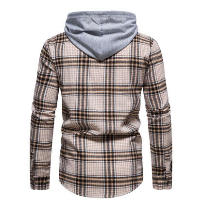 Herren Steppjacke Karomuster Modern Kapuze
