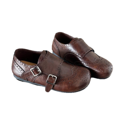 Damen Mokassins Elegante Broguemuster Schnalle Schuhe