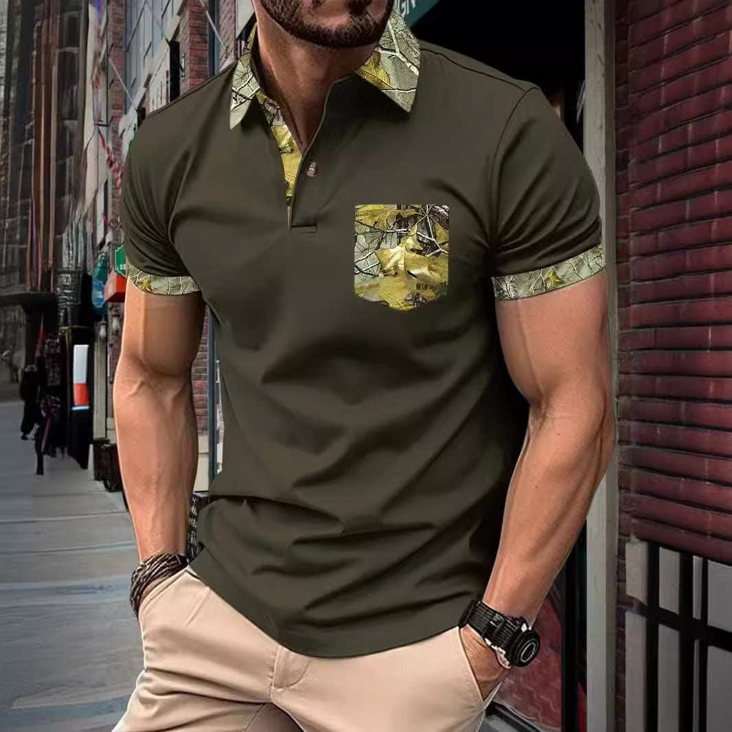 Herren Poloshirt Camouflage Kragen Modern Trendy