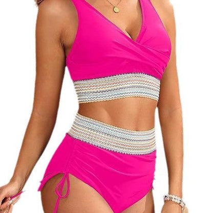Damen Bikini Hochgeschnitten Elegantes Design Wickeloptik