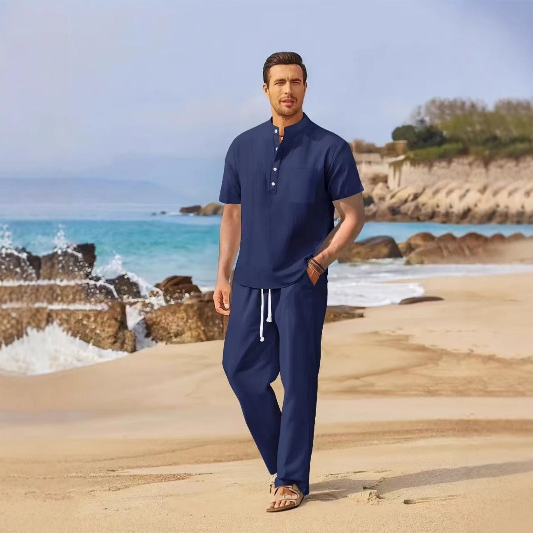 Herren Leinenanzug Elegant Bequem Sommer