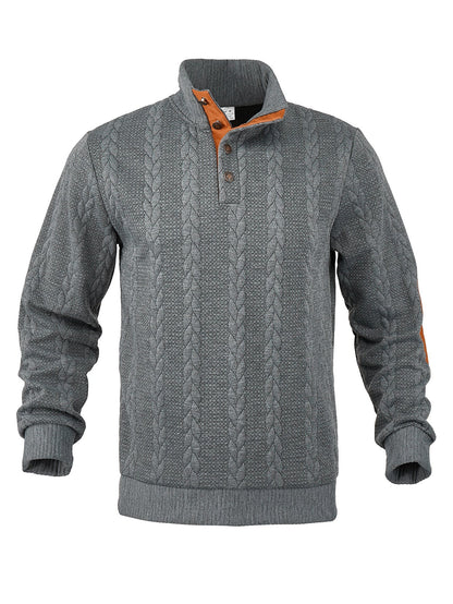 Herren Strickpullover Hochkragen Modern Knopfdesign