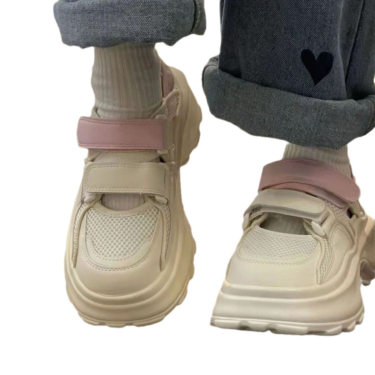 Damen Sneaker Bequem Atmungsaktiv Klettverschluss