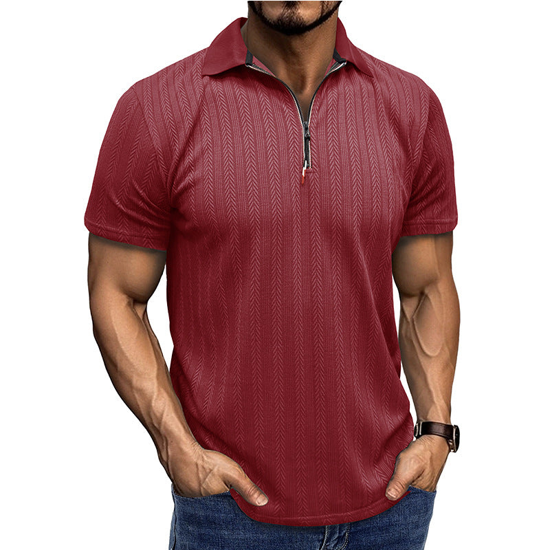 Herren Poloshirt Modern Zippverschluss Slim Fit
