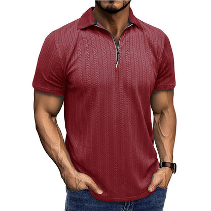 Herren Poloshirt Modern Zippverschluss Slim Fit