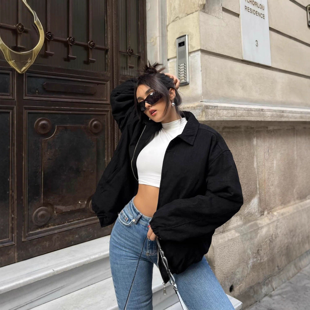 Damen Oversized Jacke Lässig Mit Taschen Elegante Schnitt