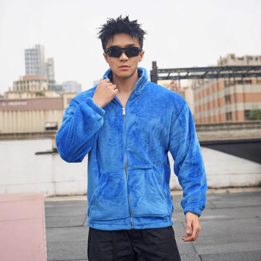 Herren Fleecejacke Weich Warm Mit Hochem Kragen