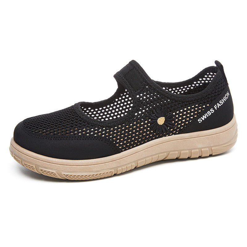 Damen Strickschuhe Bequem Atmungsaktiv Floralmuster
