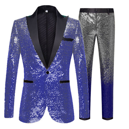 Herren Anzug Pailletten Modern Glamour Schwarz