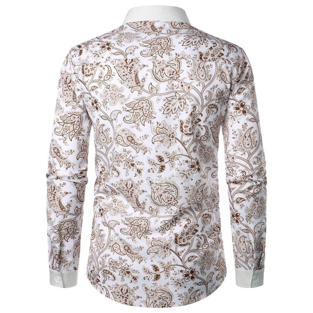 Herren Langarmhemd Paisley Muster Modern Stylish