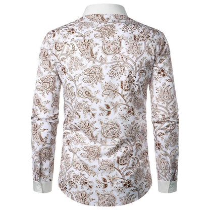 Herren Langarmhemd Paisley Muster Modern Stylish
