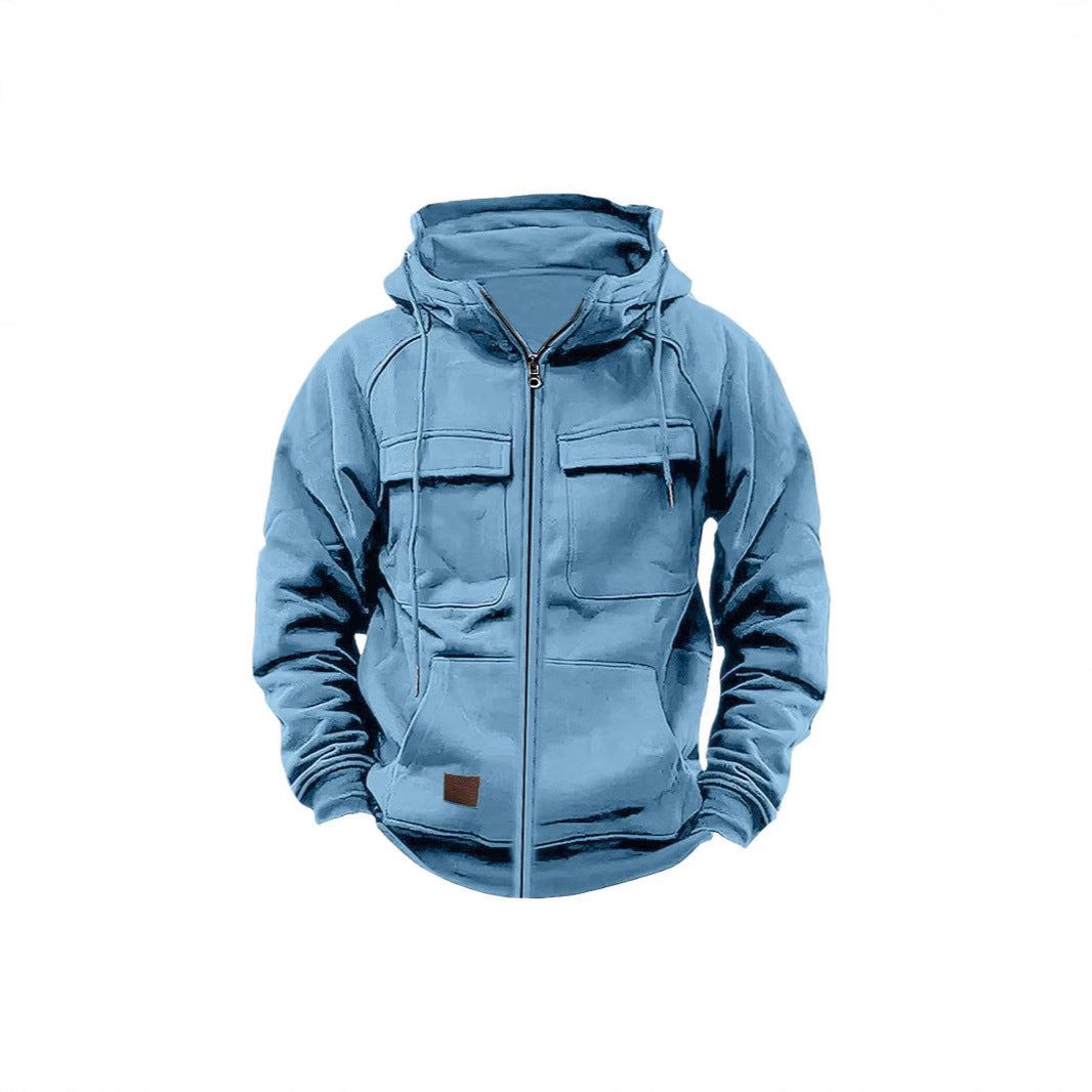 Herren Fleecejacke Warm mit hohem Kragen und Taschen