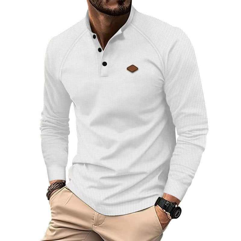 Herren Henley-Shirt Langarm Modern Strukturiert