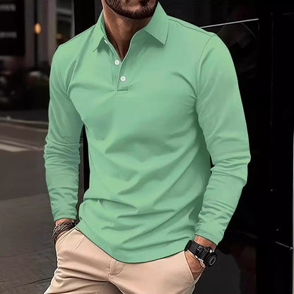 Herren Polohemd Langarm Elegant Moderner Kragen - BerlinGlamour