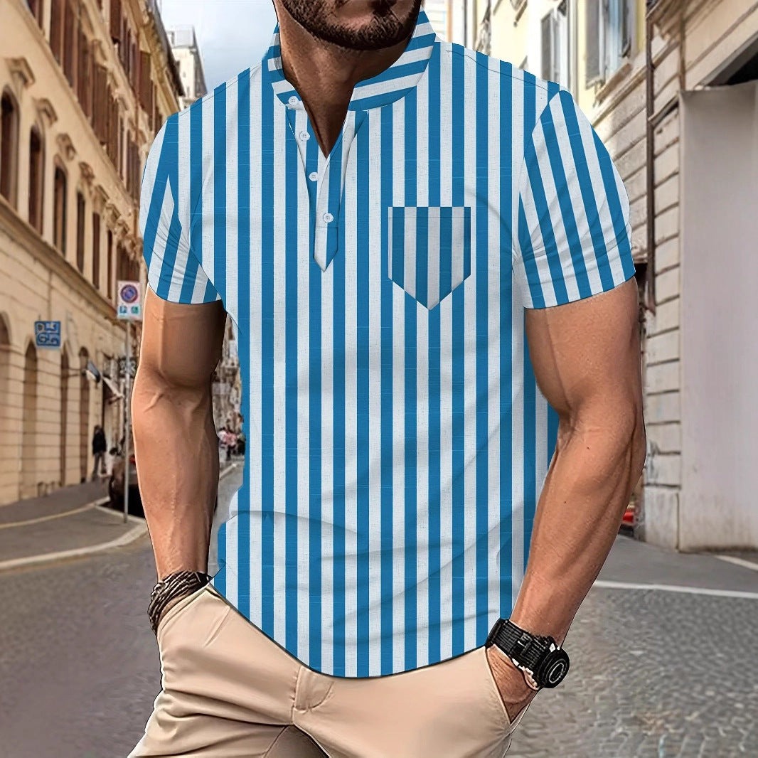 Herren Kurzarm-Hemd Modernes Streifenmuster Berlin Style - BerlinGlamour