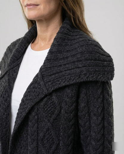 Damen Strickmantel Weich Wollmix Übergröße Trendig
