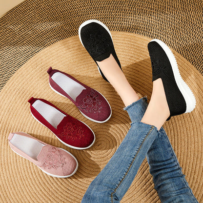 Damen Slip-On Schuhe Blumenmuster atmungsaktiv
