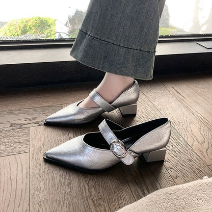 Damen Schuhe Mary Jane Blockabsatz Moderne Riemen Schuhe