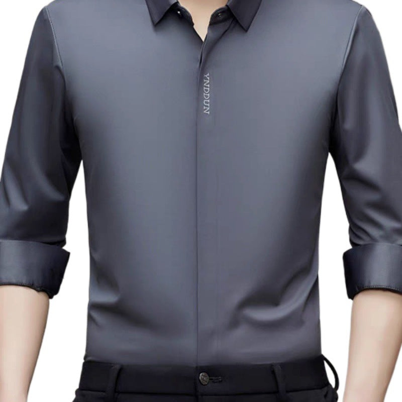 Herren Bluse Langarm Elegant Modern Stehkragen Qualität