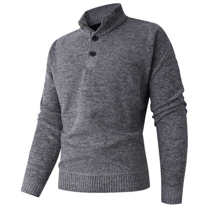Herren Strickpullover Hochkragen Knopfverschluss Modern