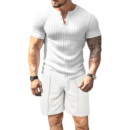 Herren Kurzarm T-Shirt Struktur Optik Berlin Style
