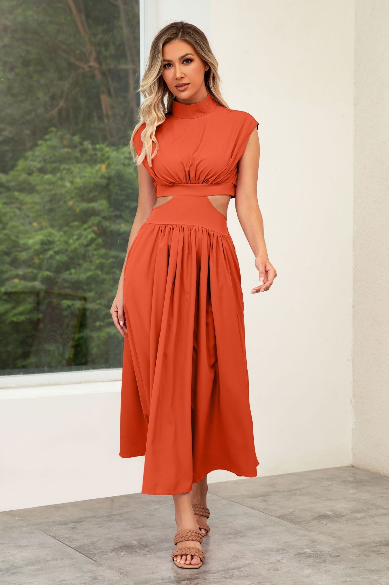 Sommerkleid Damen Cut-Out Halskragen Modern