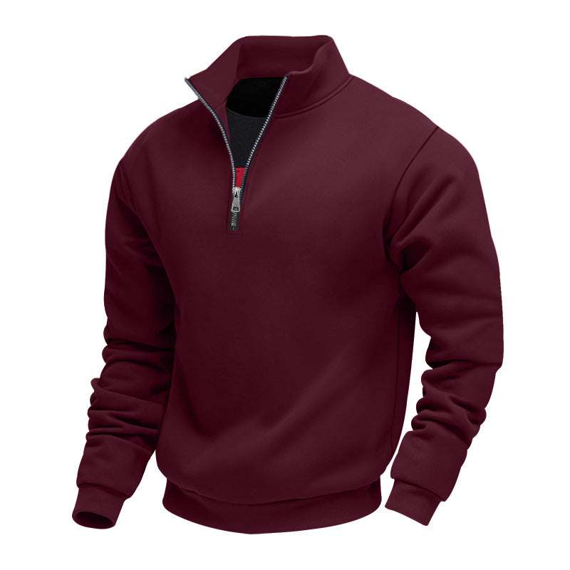 Herren Sweatshirt Sportlich Mit Stehkragen Reißverschluss Modern