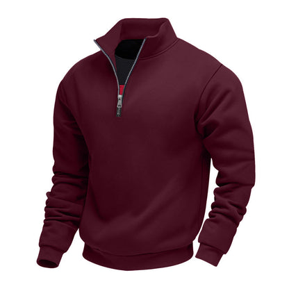 Herren Sweatshirt Sportlich Mit Stehkragen Reißverschluss Modern