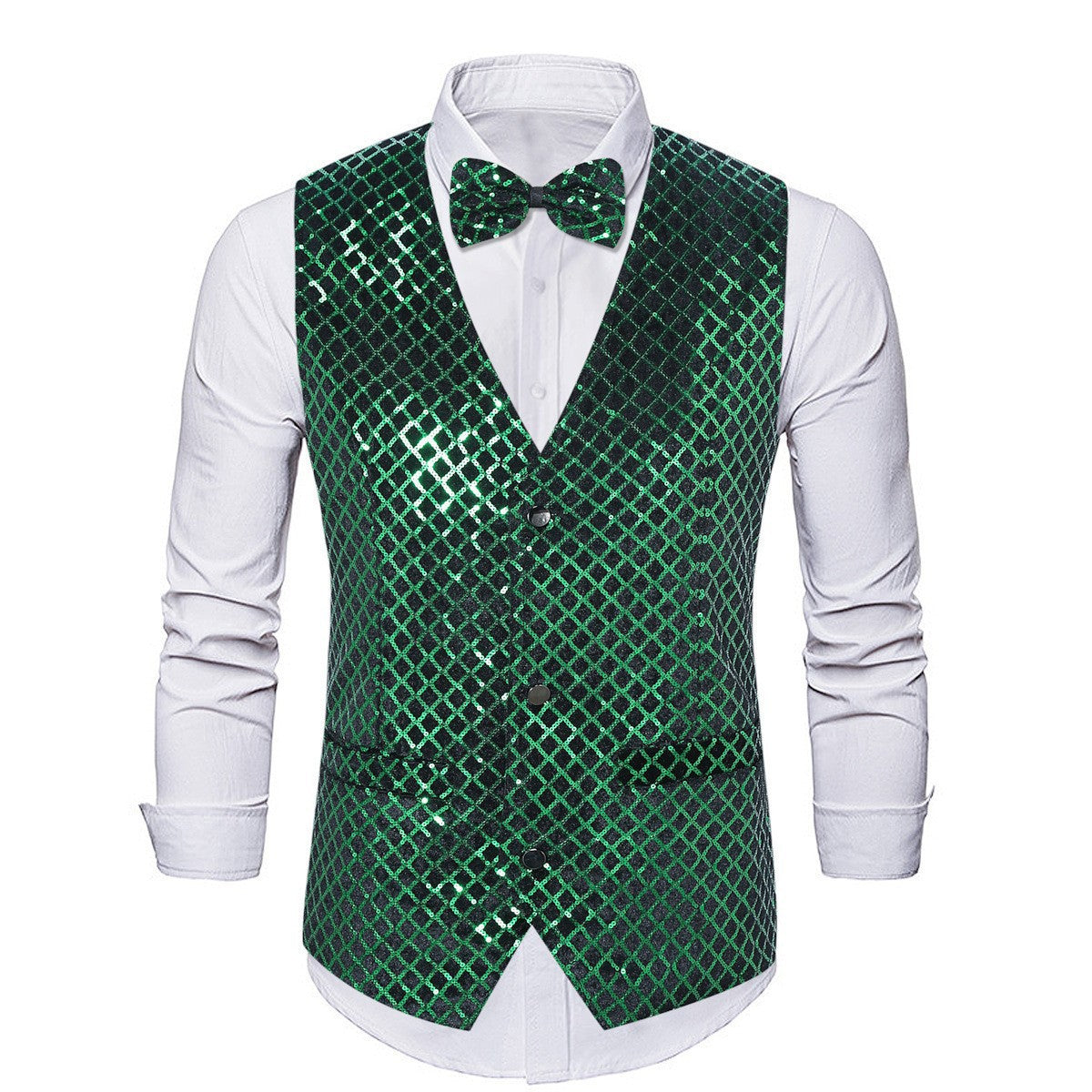 Herren Blazer Elegant Pailletten Verschluss Mit Fliege