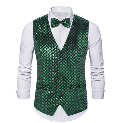 Herren Blazer Elegant Pailletten Verschluss Mit Fliege