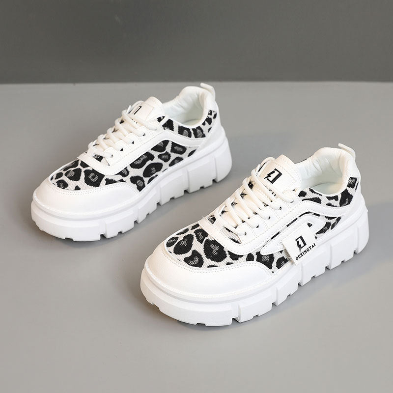 Damen Sneaker Lässig Leoparden-Design Chunky Schuhe Bequem