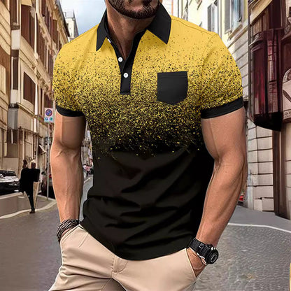 Herren Poloshirt Modern Farbverlauf mit Brusttasche