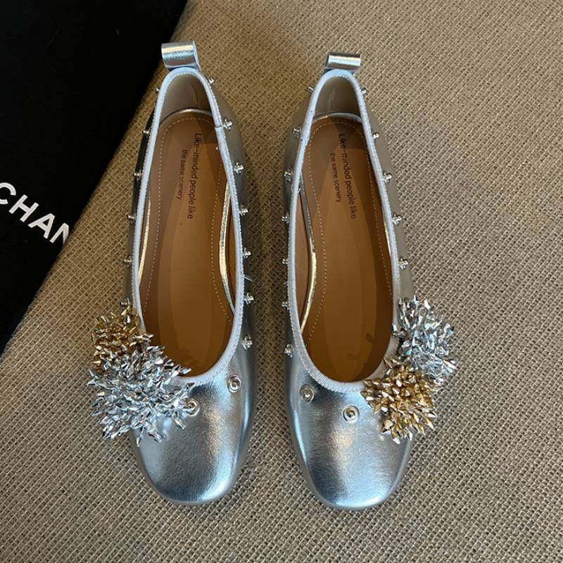 Damen Ballerinas Schmuck Applikationen Bequem