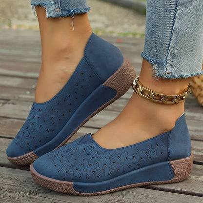 Damen Slip-On Schuhe Bequem Floralmuster Frauen Schuhe