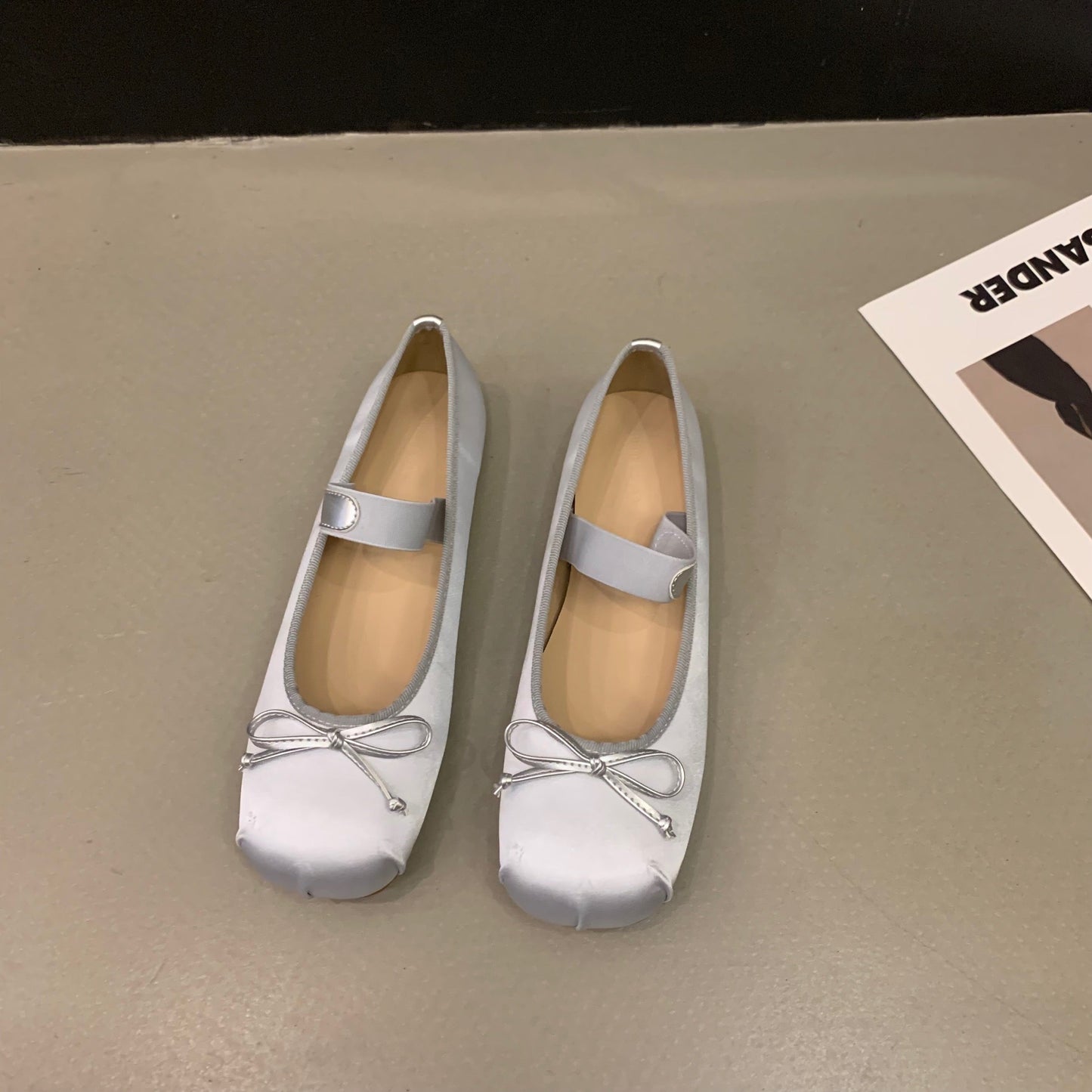 Damen Ballerinas Elegante Schleife Verstellbar