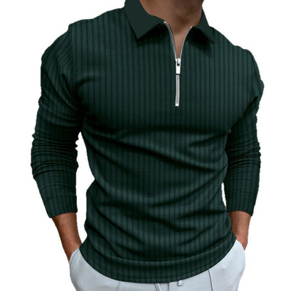 Herren Poloshirt Modern Strukturiert Reißverschluss Elegant