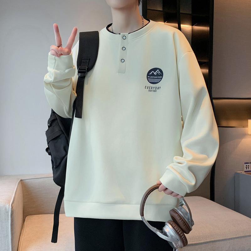 Herren Pullover Langarm Lässig mit Knopf Berlin Style