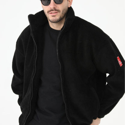 Herren Teddyjacke Warm Kuschelig Hochkragen Winterjacke