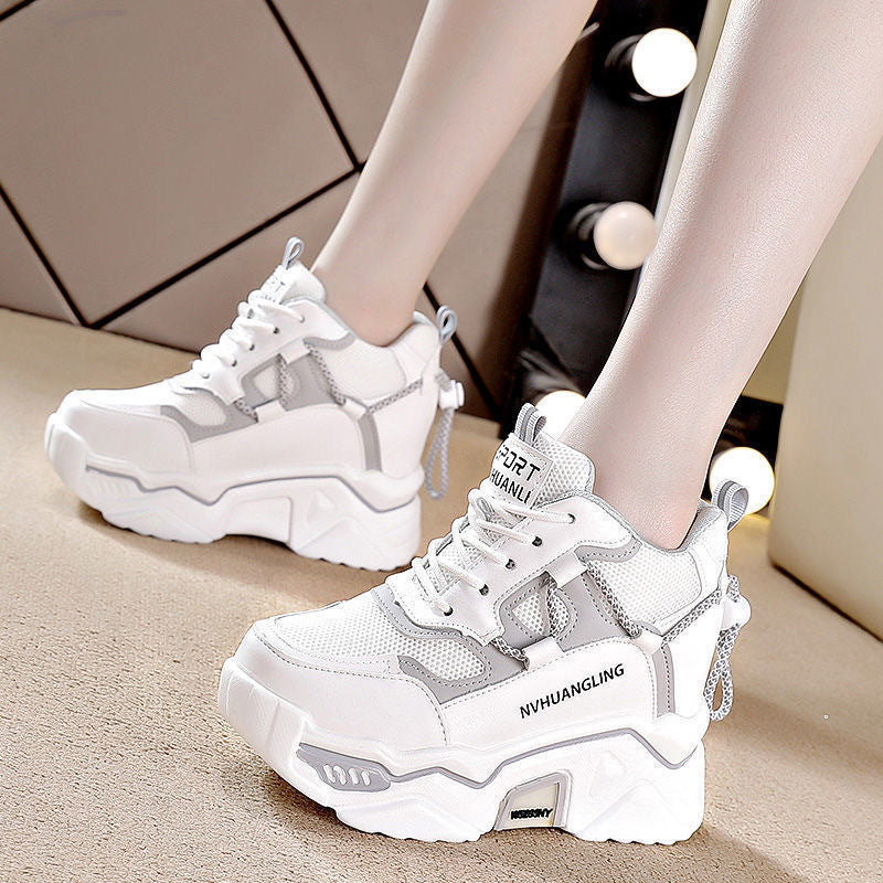 Damen Plateau Sneaker Atmungsaktiv Mesh Obermaterial Komfortabel