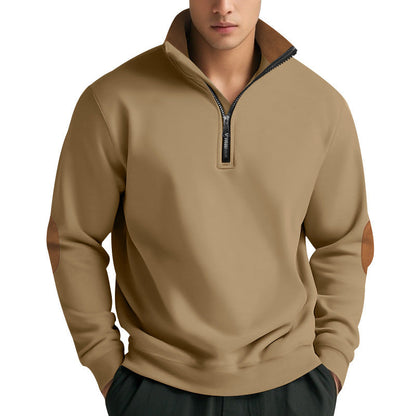 Herren Pullover Stehkragen Reißverschluss Kontrast Modern