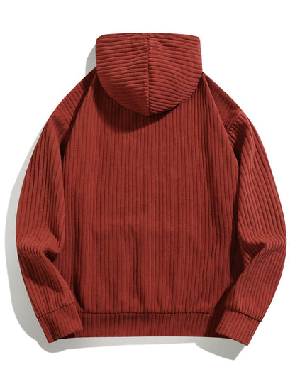 Herren Hoodie Freizeit Kapuze Rippstruktur Kängurutasche