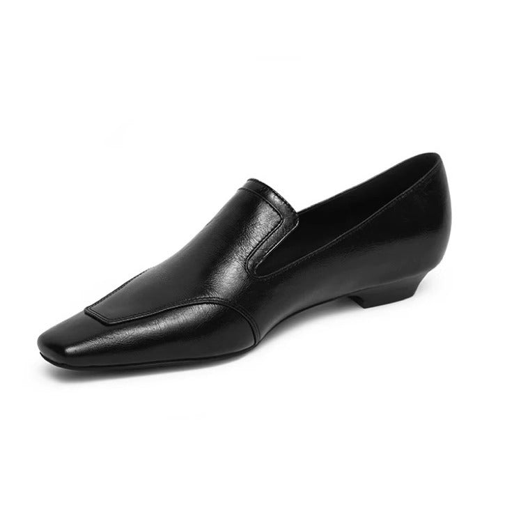 Elegante Leder Loafers Damen Schuhe Schwarz Lederschuhe
